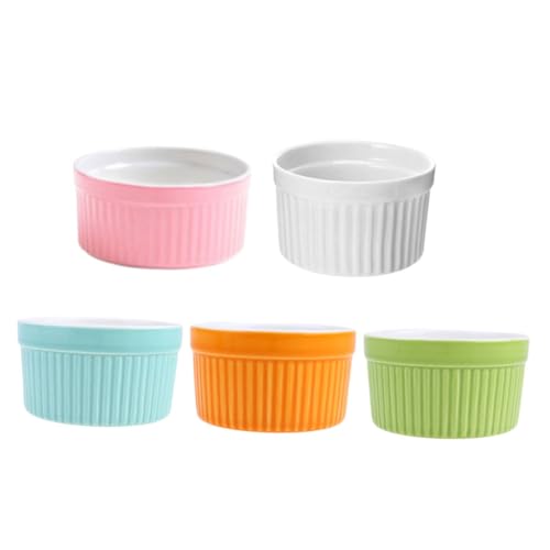 Unomor 5pcs Ceramic Ramekins Oven Safe Baking Bowls for Desserts and Ceramic Bakeware for Home and Restaurant Use