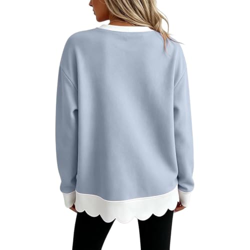Scalloped Sweatshirt for Women Oversized Loose Business Casual Tops 2026 - image 4