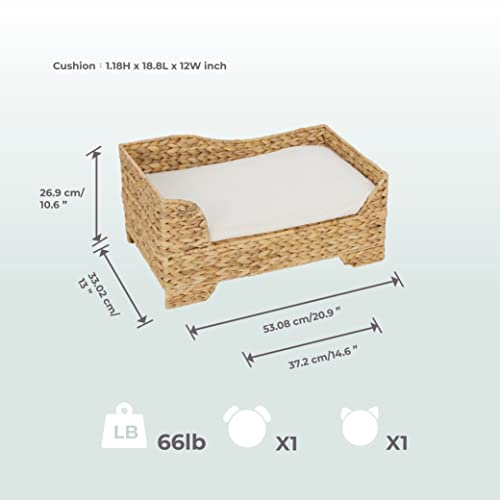 Teamson Pets Neith Wicker Seagrass Pet Cat Or Small Dog Daybed, Tan/Cream #TOP3