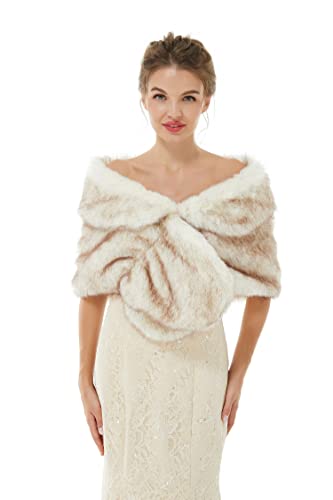 Women's Winter Warm Faux Fur Shrugs Stole Coats,Bridal Wedding Shawls Bridesmaids Wraps Cover up2