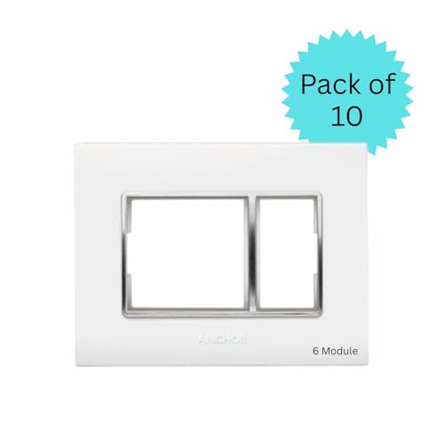Image of Anchor by Panasonic Penta 6 Module Gina Cover Plate with Chrome Collar for Switch Board (White, 65806-10)