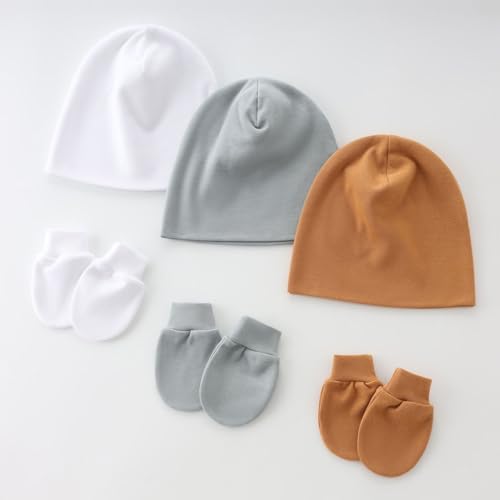 Newborns Baby Hat and Mittens Set Soft Fabric Multiple Color Option Gentle Skin Protections 0-1 Month Infant Accessories Baby4