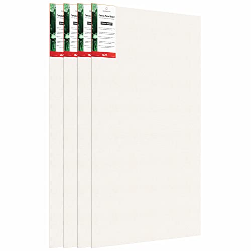 Image of Scholar Art Hobby Series 04 Oz (230 GSM) 100% Cotton Canvas Panel Board for Painting (White Blank Canvas Boards for Acrylic Paint, Oil Paint, Wet & Dry Media) | 24 inchx36 inch (60x90 cm), Pack of 4