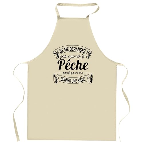 Tablier pêche 10 noir personnalisé : cadeau d'anniversaire ou de retraite original