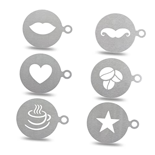 WEKADRIN Coffee Decorating Stencils Stainless Steel Latte Art Templates for Mousse Cake and Cappuccino Fun for Boys and Girls and Adults Easy to Clean Various Designs
