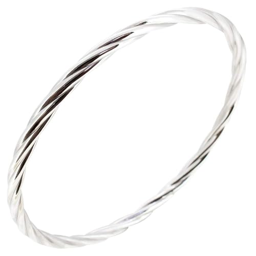 Bracelet Jonc en Argent 925 torsadé pour femme et fille, diamètre 65mm