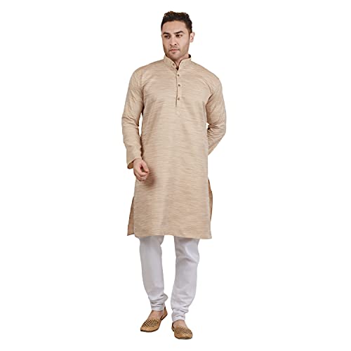 Image of LUCKWIN Handloom Blend Kurta Pyjama Set for Men, Full-Sleeve, Mandarin Collared Neck, Ideal for Every Occasion, Cotton Made, Lightweight and Comfortable