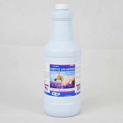 SU-PER Iodine Shampoo for Horses - Deep Cleaning, Non-Staining, Biodegradable - Equine Skin Conditioning Shampoo - 1 Quart