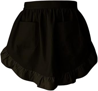 CRB Fashion Waist Apron Kitchen Cooking Restaurant Cotton Bistro Half Aprons with Pockets For Woman