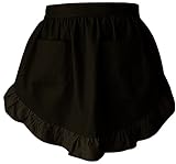 CRB Fashion Waist Apron Kitchen Cooking Restaurant 100% Cotton Bistro Half Aprons with Pockets For Girl Woman (Black)