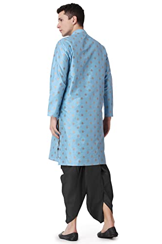 Image of Royal Kurta Men's Silk Blend Printed Kurta Dhoti Set