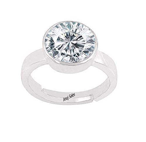 18.00 Carat Natural American Diamond White Zircon Stone Silver Plated Adjustable Astrological Purpose Ring for Men and Women-image-17