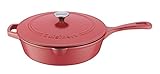 Cast Iron construction provides superior heat retention and even heat distribution Porcelain enameled exterior offers durability creating an ideal cooking surface that does not impart flavors or absorb odors Extremely versatile and suitable for varie...