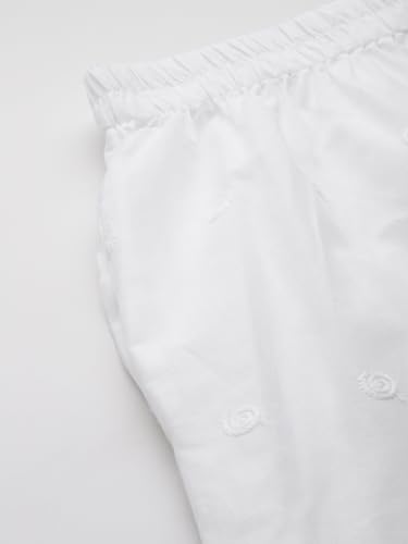 Image of feranoid White Chicken Embroidred Cotton Regular Fit Palazzo