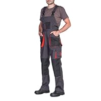 MAZALAT work wear Arbeitshosen männer, Arbeitslatzhose Herren mit Kniepolstertaschen, Größen S-XXXL, Latzhose herren, Arbeitshose Latzhose arbeits Latzhose Qualitat Schwarz/Orange 52