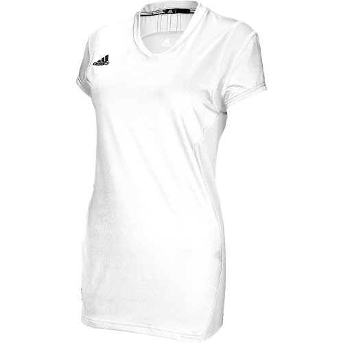 adidas Womens Volleyball Quickset Cap Sleeve Jersey, White, X-Small
