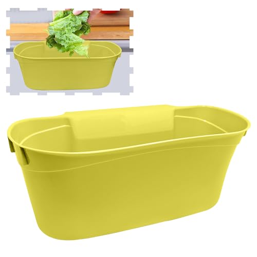 plastific Kitchen over Cabinet Drawer Door Basket Hanging Attach a Trash Waste Bin Box (31 x 17.5 x 13cm) (Green)