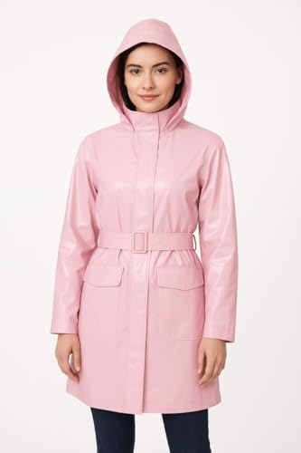 Image of Nephar Women's Waterproof Belted Raincoat with Hood - Lightweight, Breathable, Stylish Long Rain Jacket for Ladies, Travel-Friendly All Weather Coat