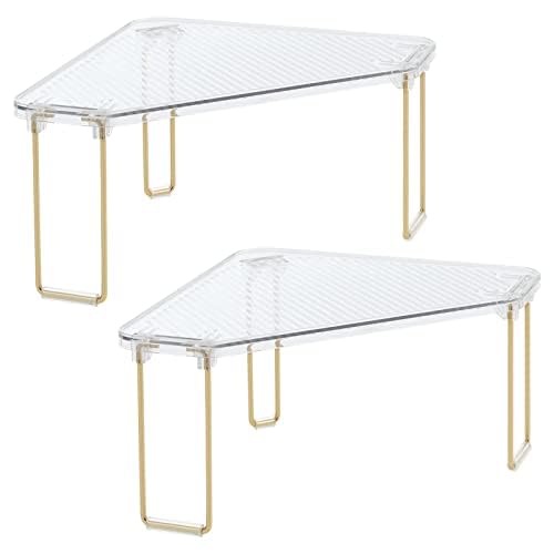 mDesign Plastic/Steel Corner Stackable Rack, Storage Organizer Shelf for Bathroom, Vanity, Countertop, Sink, Cabinet, Holds Makeup, Shower Accessories