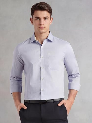 Image of Thomas Scott Men's Regular Fit Formal Shirt | 100% Cotton Long Sleeves | Spread Collar with Contrast Fabric (Available in Plus Size)