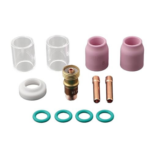 Lecreatekit Kit corto de soplete de soldadura TIG de 12 piezas con copas de vidrio resistentes al calor #10 para antorchas WP-17/18/26