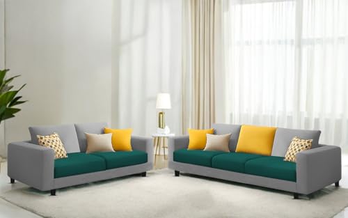 Image of Galib 3+2 Seater Sofa Set for Living Room (Pine Grey Fabric) Premium Fabric Sofa Set