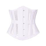 LARTIGUE Women 26 Steel Boned Waist Training Corset Heavy Duty Mesh Underbust Bustier Cincher,10.8 Inch White L