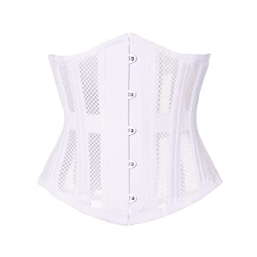 Lartigue Women 26 Steel Boned Waist Training Corset Heavy Duty Mesh Underbust Bustier Cincher,10.8 Inch White L #TOP9