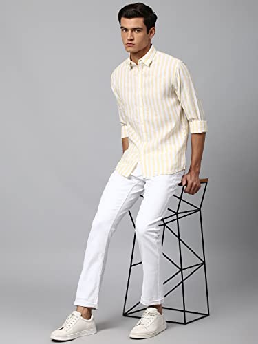 Image of Dennis Lingo Men's Striped Slim Fit Casual Shirt for Men with Spread Collar