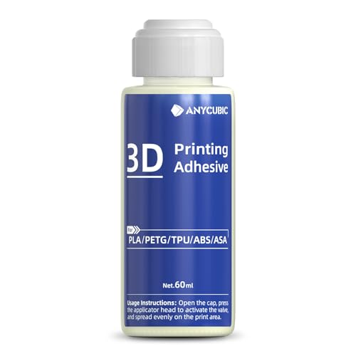 ANYCUBIC 3D Drucker Kleber 60ml, Reduzieren Sie die Verformung beim Drucken von PLA, ABS, PETG, ASA, TPU auf verschiedenen Bauplatten mit stärkerer Haftung, ohne Rückstände ANYCUBIC 3D Drucker Kleber 60ml, Reduzieren Sie die Verformung beim Drucken von PLA, ABS, PETG, ASA, TPU auf verschiedenen Bauplatten mit stärkerer Haftung, ohne Rückstände
