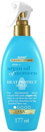 OGX Shine + Argan Oil of Morocco Spray Heat Protect (177 ml) protector térmico para el pelo con Aceite de argán de Marruecos, protector de calor hasta...