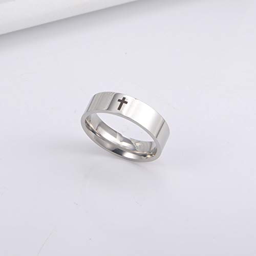 Dreamtimes Kreuz Ring Edelstahl Kreuz für Christian Jesus Christus Lord, Gebetsschmuck Silber 23MM