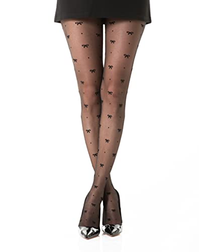 Gi&Gi collant fantaisie femme original Effet Jacquard Rubans 40 DEN N.1375 (FR/ES, Alpha/lettres,...