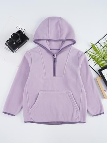 easyforever Kids Girls Boys Hoodie Warm Fleece Jacket Hooded Casual Long Sleeve Zipper Pullover Top Homewear Purple 7-8 Years3