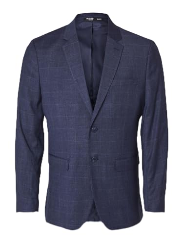 Blazer Noos Slhslim-Neil infroissable bleu à carreaux coupe slim