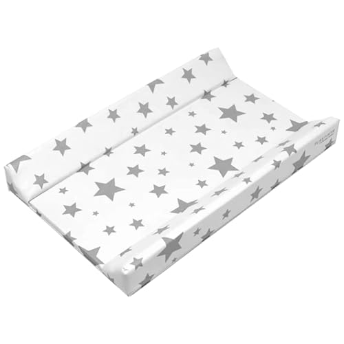 PLASTIMYR Cambiador de Bebe 80x50 cm - Colchoneta Cambiador Cómoda y Segura - Cambiadores Bebe Acolchados, Ligeros y Fáciles de Limpiar (Flexible, Estrellas Blanco)