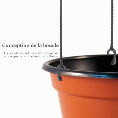 Lot de 5 chaînes de Suspension en Plastique pour Pots de Fleurs rotatives à 360° (Noir) – vue 3