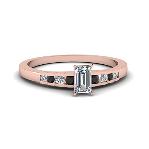 Image of 55Carat Choose Your Gemstone Diamond CZ Graduated Accent Ring Rose Gold Plated Emerald Shape Petite Engagement Rings Everyday Jewelry Wedding Jewelry Handmade Gifts for Wife US Size 4 to 12