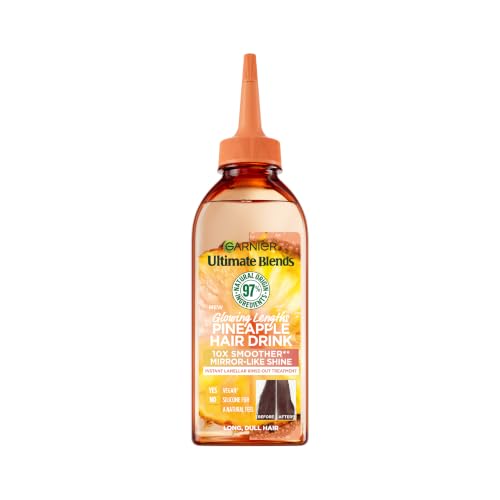 Garnier Instant Lamellar Water Rinse-Out Liquid Conditioner For Long Dull Hair Frizz Free Mirror Like Shine Ultimate Blends Glowing Lengths Pineapple Hair Drink 200ml