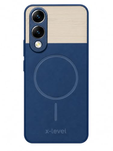 Image of Bintage Mac Safe Design Hard Slim Back Case | Soft Border Camera Protect | Dual PU Leather Finish Back Cover Compatible for Vivo Y17s / Vivo Y28 5G - Royal Blue