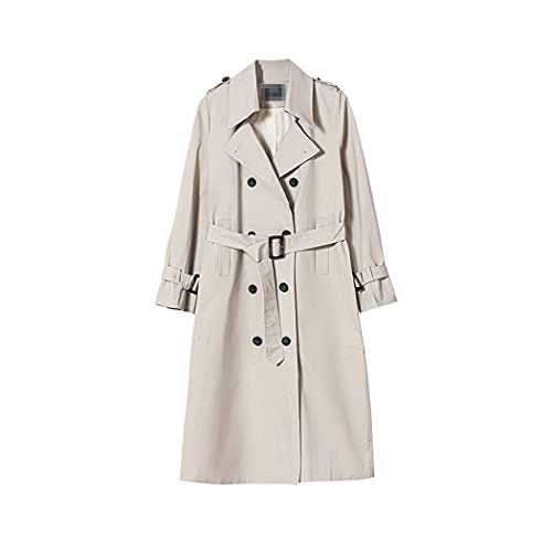 Trench femme double boutonnage gris beige S manteau slim