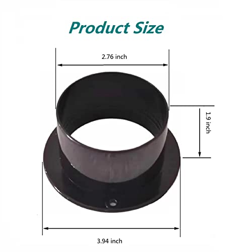 Duct Connector Flange 3" Black Plastic Straight Dryer Vent Wall Plate Wall Trim Pipe Collar For Hvac Ducting 2Pcs(75Mm) #TOP1