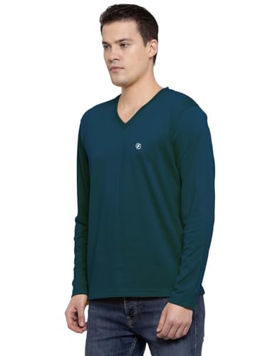 Image of Friskers Men's V-Neck Full Sleeves T-Shirt Blended Cotton with Elastane