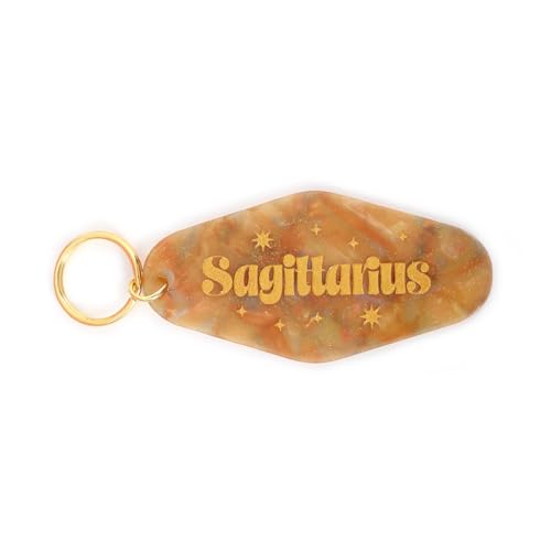 Astrological Leo Zodiac Sign Acrylic Keychain with Gold Stars