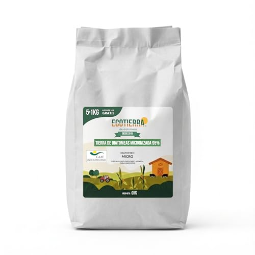 ECO Tierra de Diatomeas® Micronizada 5kg+1kg – Complemento mineral a base de Tierra de Diatomeas, Sin Calcinar, para Alimentación Animal – Seguridad, Calidad y Compromiso desde 2015