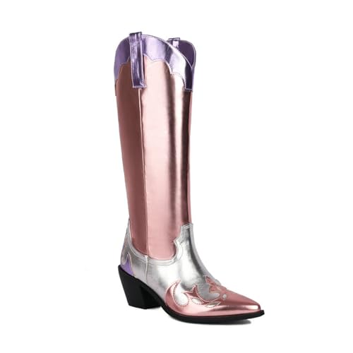 Bottes de mode pour femmes style chevalier rétro à col en V