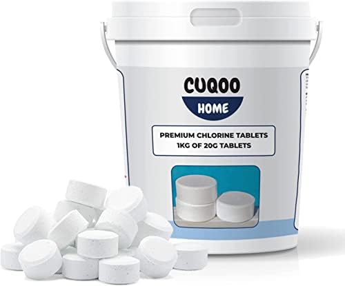 CUQOO Multifunction 4 in 1 Chlorine Tablets  Premium Chlorine Tablets for Hot Tub & Pools | Slow Releasing Chlorine Tablets | Water Cleaning Tablets for Sanitiser, Stabiliser, Algaecide & Clarifier
