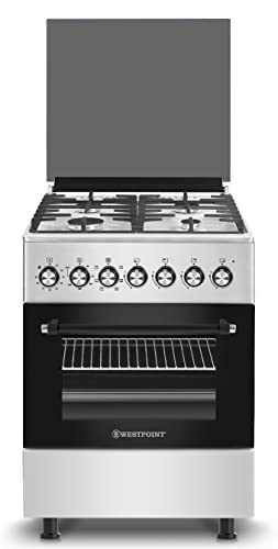 Westpoint 60X60 Freestanding Cooker With 4 Burners, Auto Ignition, Full Safety, Oven with Fan Function, Grill, Turnspit, Grid, Timer, Oven Tray, Made in Turkey, 60Wx60Dx85H in Cm, WCER-6640G0I