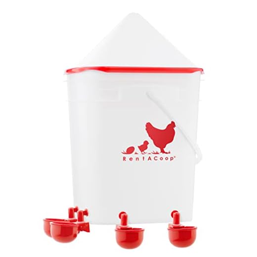 RentACoop 5 Gallon/ 4 Automatic-Fill Water Cup Chicken Waterer (Corner Placement)