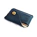Handmade Leather Card Holder with Snap Closure - Ultra-Thin Minimalist Front Pocket Wallet, Hand-Stitched Genuine Leather Simple Card Case for Men & Women(Blue)